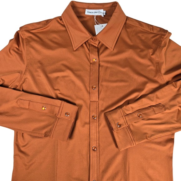 Ranch Dressn Performance Rodeo Shirt Womens L Copper Brown Pullover Western - Picture 1 of 8